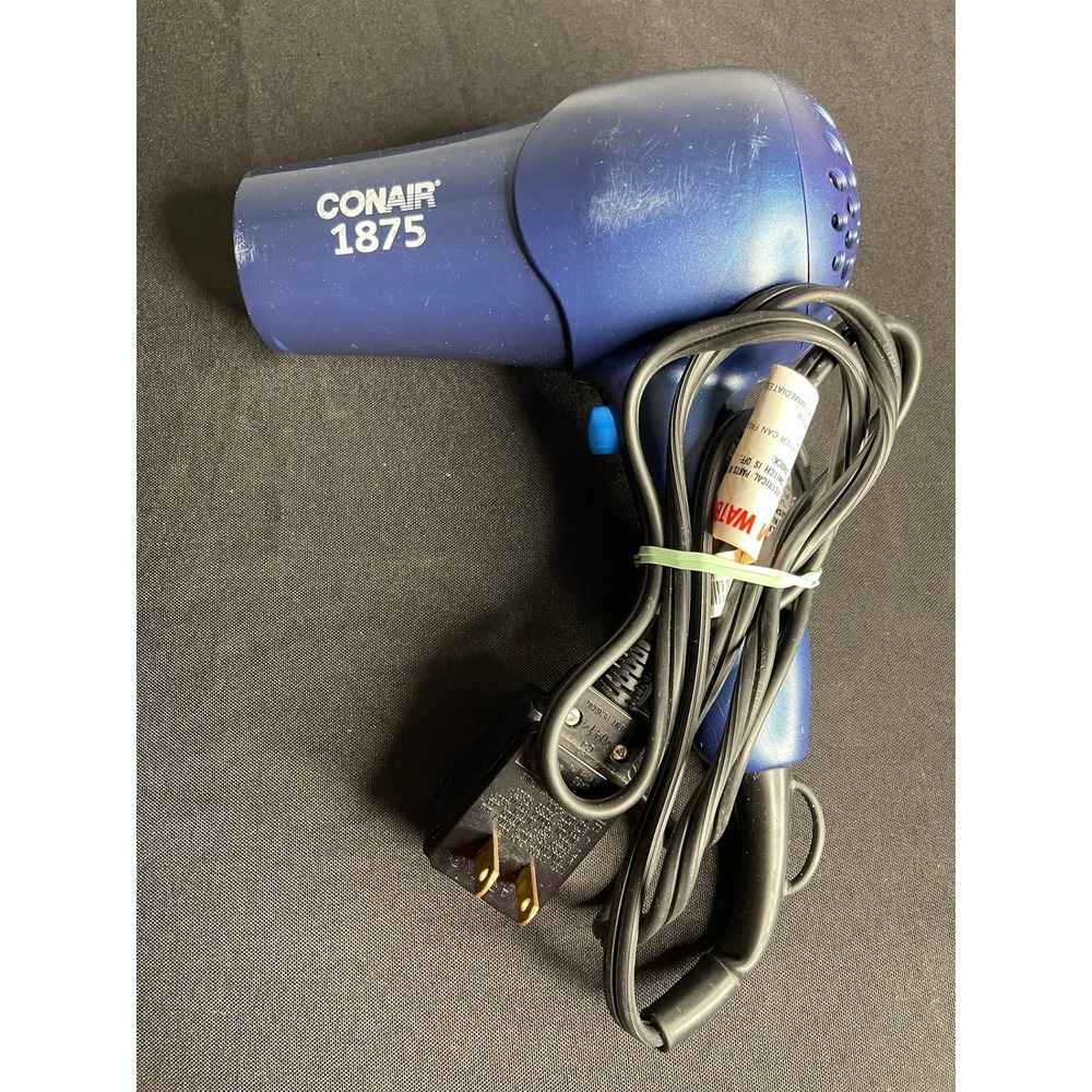 Conair 1875 Watt Compact Hair Dryer Blue Portable Travel Blow Dryer
